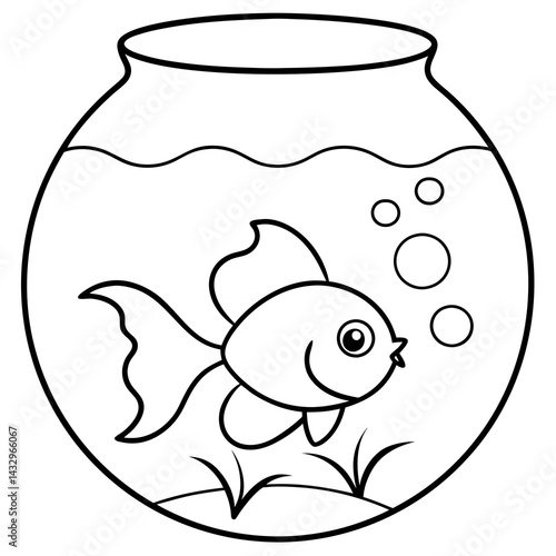 coloring pages for kids- bold line art- a goldfish
