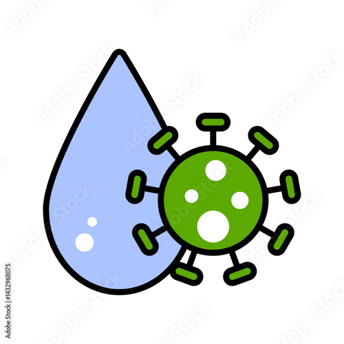 Dirty water drop vector icon. filled flat sign for mobile concept and web design. Water droplet with bacteria germs glyph icon. Symbol, logo illustration. Vector graphics