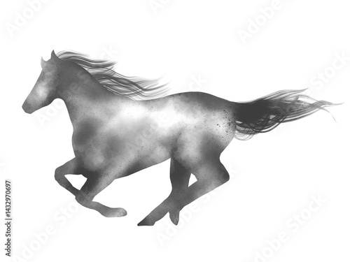 美しい馬の墨絵素材