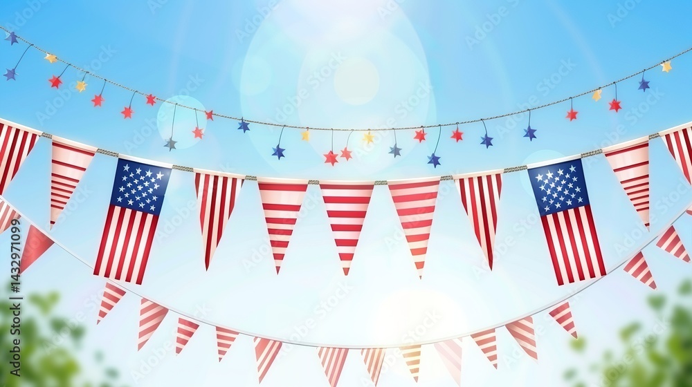 Obraz premium Flag Day Retro Background: Looking Back on Old Times, Recreating the Nostalgic Sentiment and Timeless Charm of Flag Day with Classic Elements