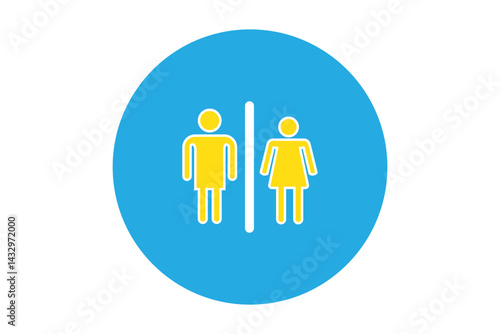 Restroom icon flat set Woman, man public toilet vector for apps or web female and male hygiene washrooms symbol