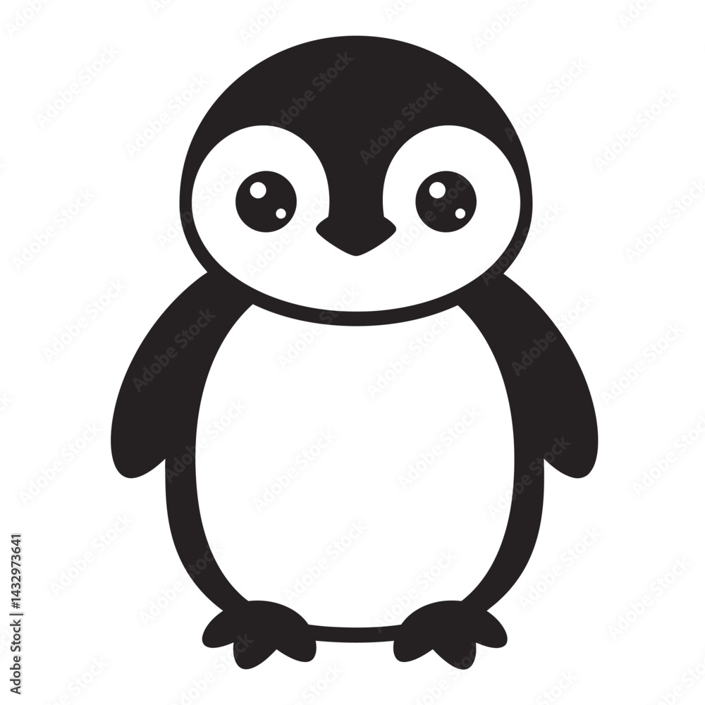 Vector of illustration Cartoon cute Penguin side view on white Vector of illustration Cartoon cute Penguin side view on white