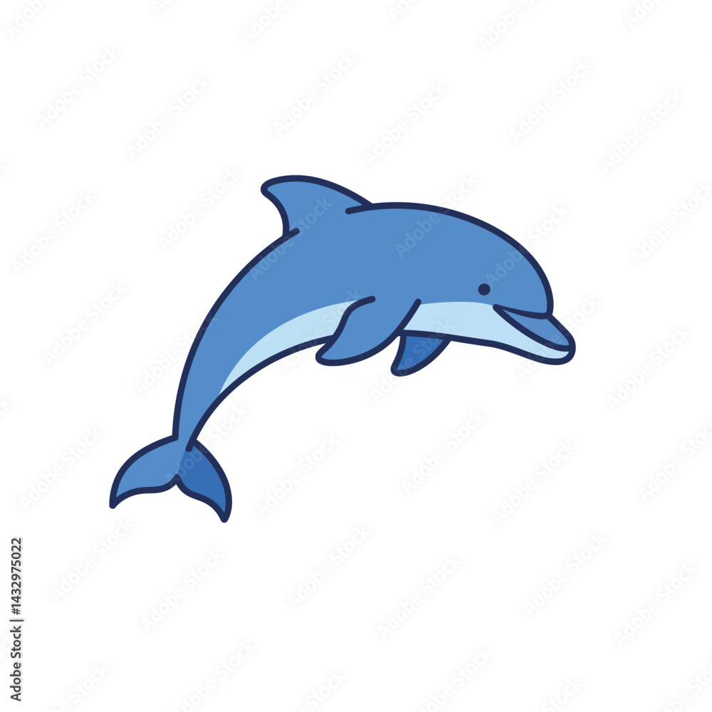 Fototapeta premium Vector of cartoon dolphin illustration on white