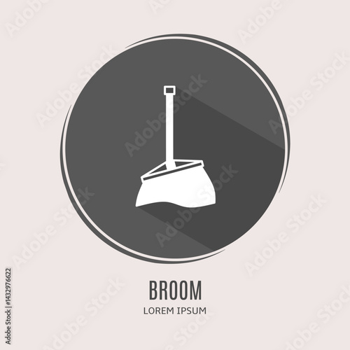 Symbol broom logo. Illustration of broom in flat. Stock vector.