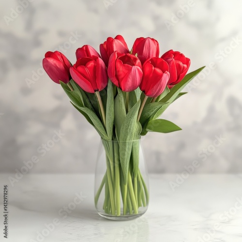 Wallpaper Mural Red tulips in a clear vase Torontodigital.ca