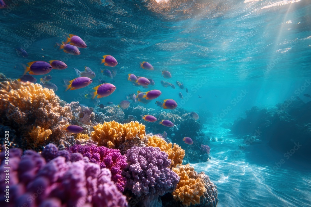 Obraz premium Fish and Coral Reef Underwater Scene