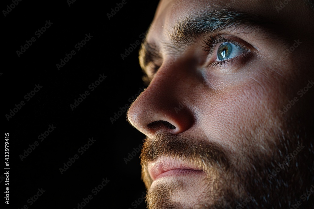 Obraz premium Man in thought looking up