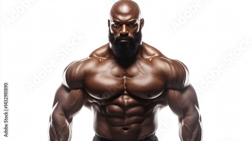 Muscular Bodybuilder Portrait Isolated on White Background