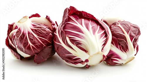 Fresh Radicchio Isolated on White Background in AR 16:9 Ratio