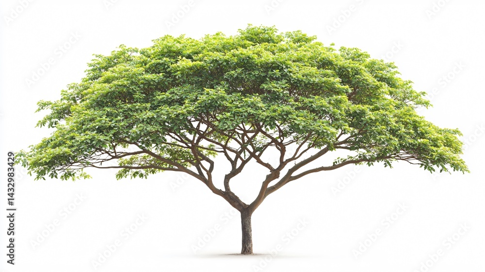 Obraz premium Rain Tree Isolated on White Background - Natural Rainforest Plant with Green Leaves for Botanical Designs and Concepts