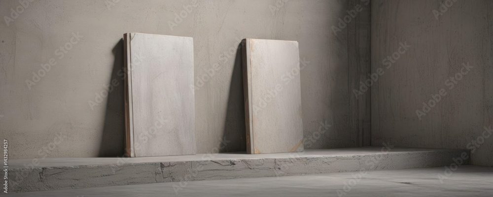 Elegant empty hardcover book on a concrete wall Ideal for showcasing book covers , presentation, stylish, design Elegant empty hardcover book on a concrete wall Ideal for showcasing book covers , presentation, stylish, design