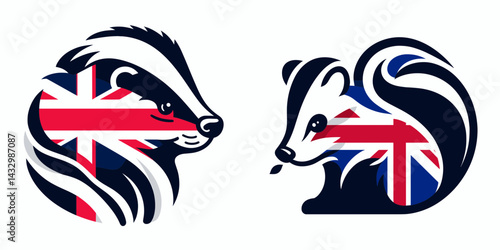 Skunk s head. Funny Animal Vector Clip art. Cranial form of a polecat odoriferous mammal skull for wildlife watching.