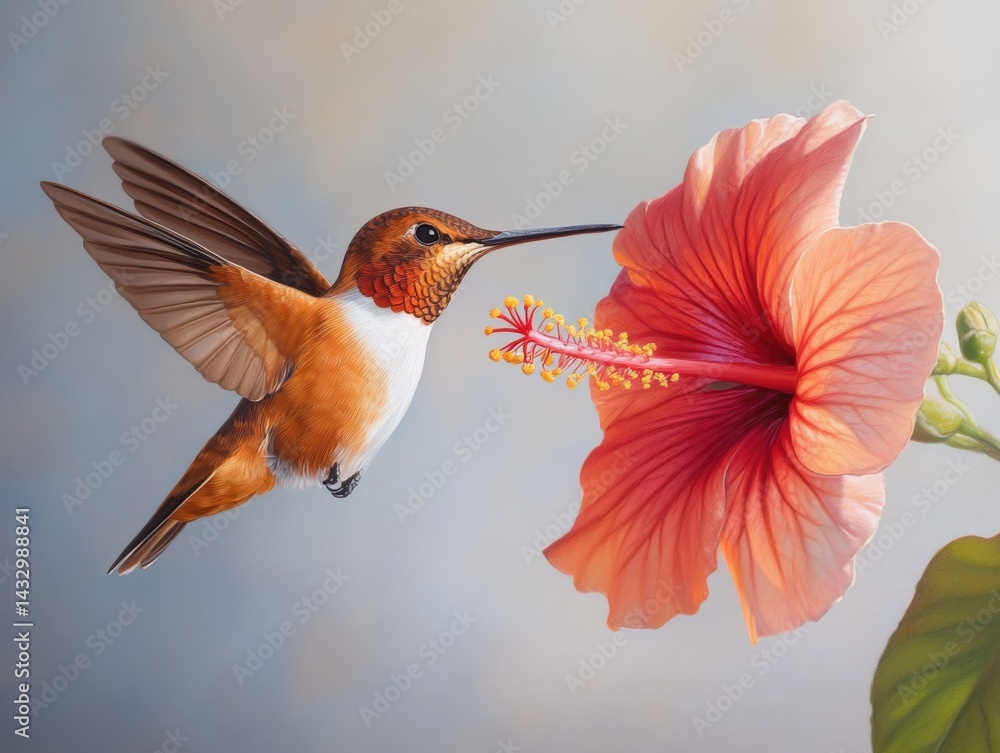 Fototapeta premium Hummingbird drinking from flower