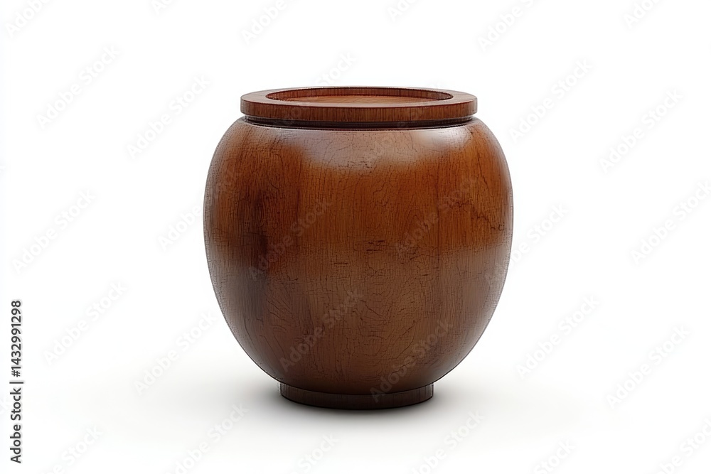 Antique Wooden Vessel or Container with Unique Shape on White Background Antique Wooden Vessel or Container with Unique Shape on White Background