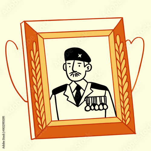 Veteran portrait in decorative frame  