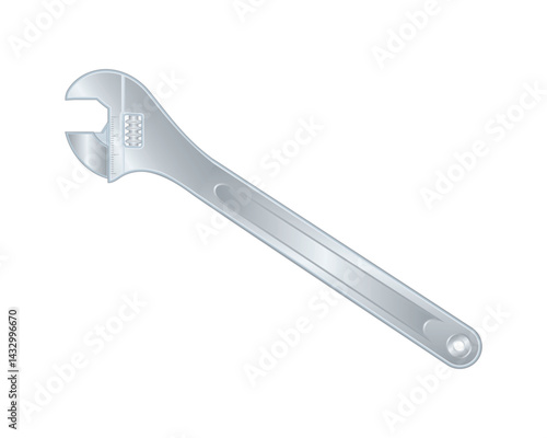 Vector design of a tool called a wrench which is usually used to open and lock or hook an object