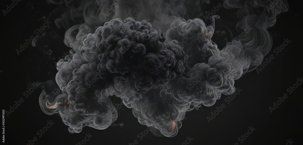Obraz premium Intricate smoke patterns, black backdrop, swirling, otherworldly , art, ethereal, black