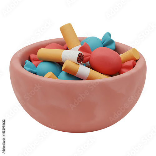Assorted Candies in a Pink Bowl