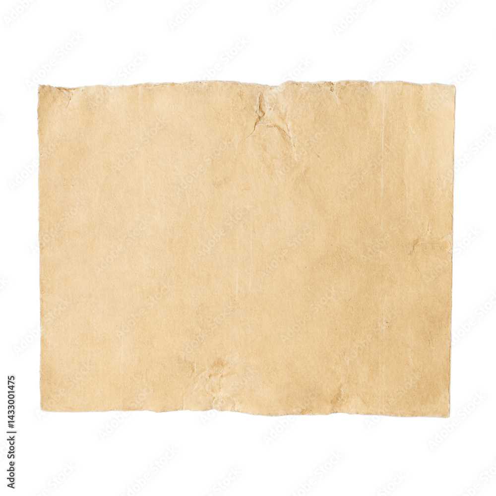 Isolated faded tan torn thick cardboard scrap on white background Isolated faded tan torn thick cardboard scrap on white background