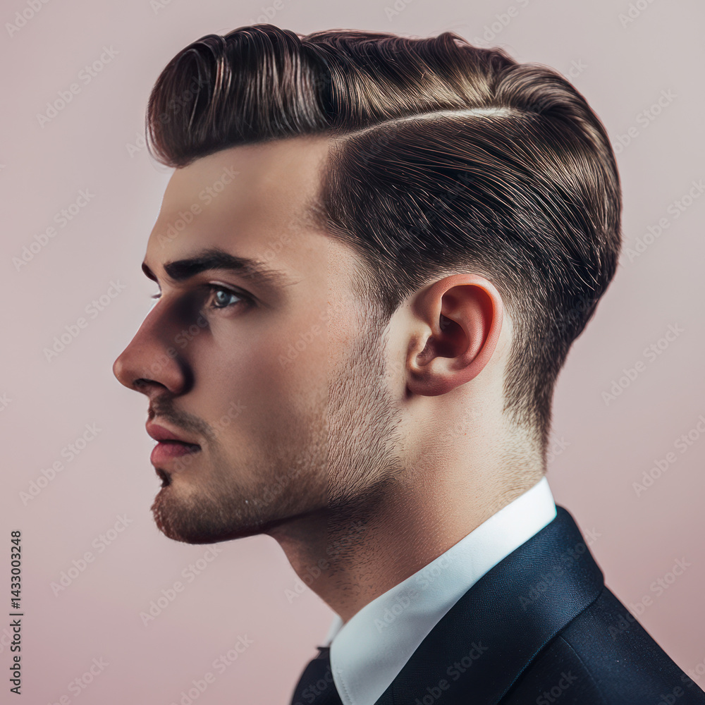 Fototapeta premium portrait of a handsome young man with hairstyle