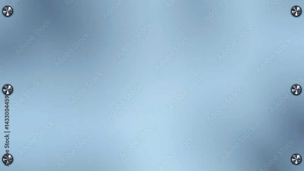 Metallic Surface with Four Round Screw Attachments on Blue Background Metallic Surface with Four Round Screw Attachments on Blue Background