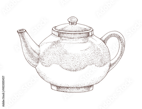 Tea pot hand drawn vector illustration