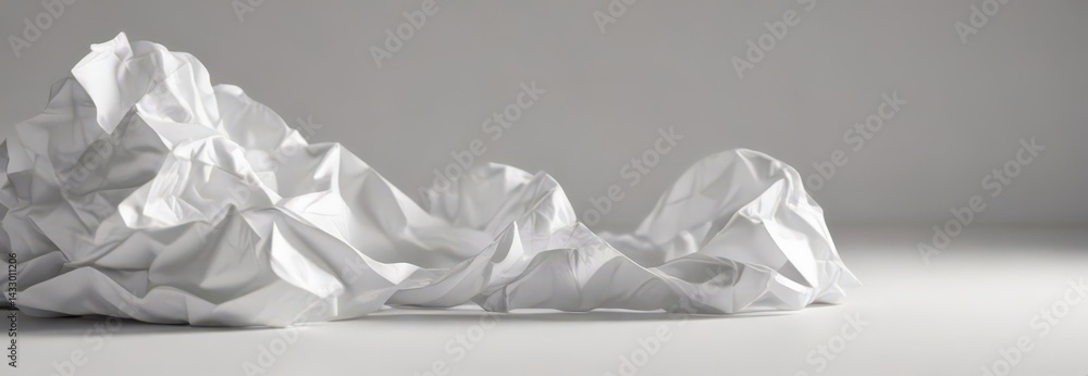 Obraz premium Softly crumpled white paper, subtle shadows, minimalist feel, photography, background texture, minimal design