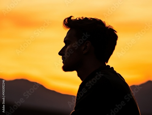 Man in silhouette at sunset