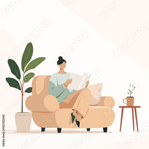woman leisurely reading a book