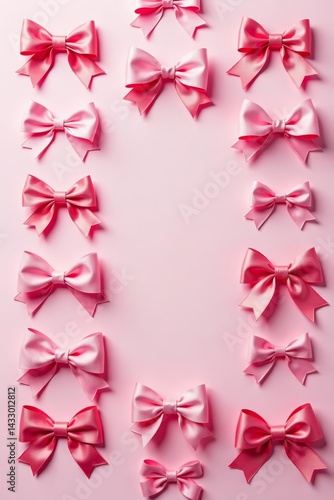 Whimsical pink bows pattern for gift wrapping, beautiful, vector