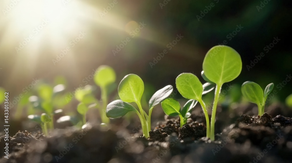 Seedlings sprouting with sun Seedlings sprouting with sun