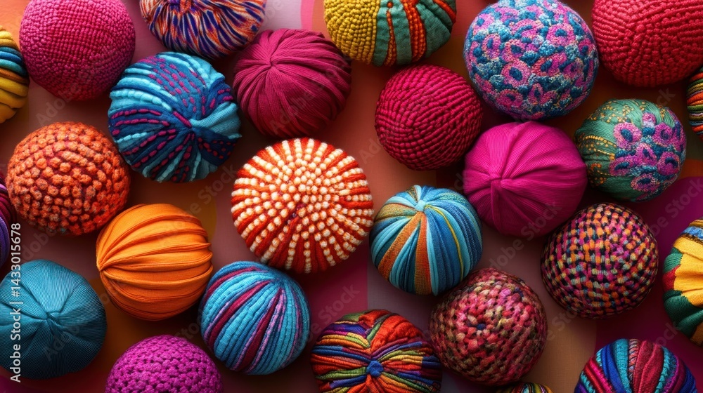 Obraz premium Colorful handmade textile balls
