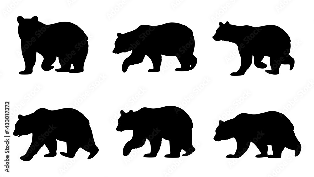 Fototapeta premium set of bear silhouette vector on tranparent background
