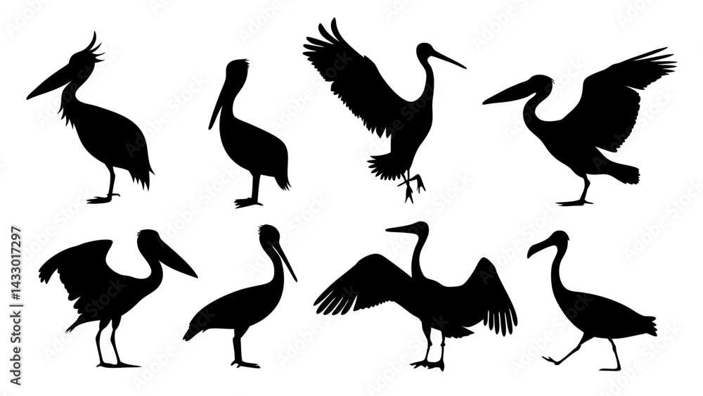Naklejka premium set of water birds silhouette vector on tranparent background