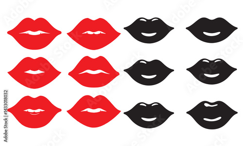 Lips Icon Collection Flat Vector Lip Shapes and Silhouettes