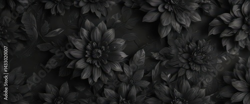 Abstract charcoal floral pattern, dark seamless design, illustration, surface, pattern