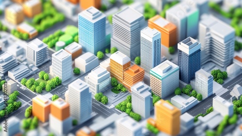 Obraz na płótnie GIS Day. Vibrant urban cityscape with tall buildings and green spaces for urban planning design w salonie