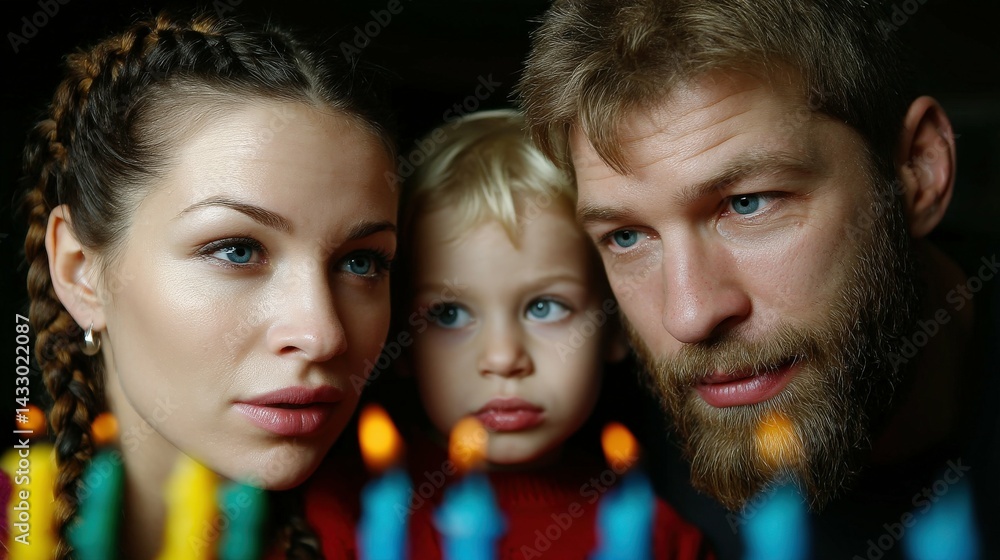 Obraz premium Hanukkah family celebration portrait