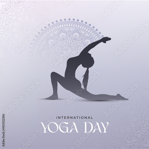 International Yoga Day. Yoga Day Template. Yoga 
 posture. A Woman practicing yoga. vector illustration design
