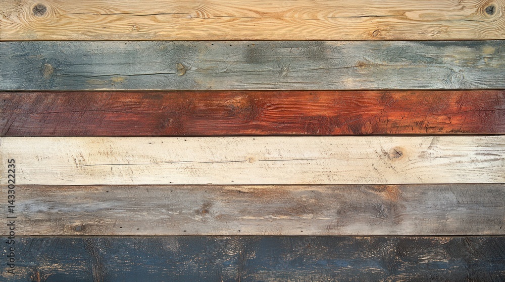 Naklejka premium Horizontal wooden planks with various colors and textures