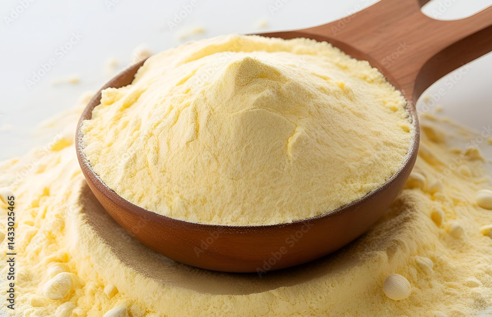yellow flour in a bowl, top view yellow flour in a bowl, top view