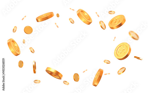 Wallpaper Mural 3d flying golden Bangladesh Taka coin with different angles. BD money icon,sign. Stock vector illustration on isolated background.
 Torontodigital.ca