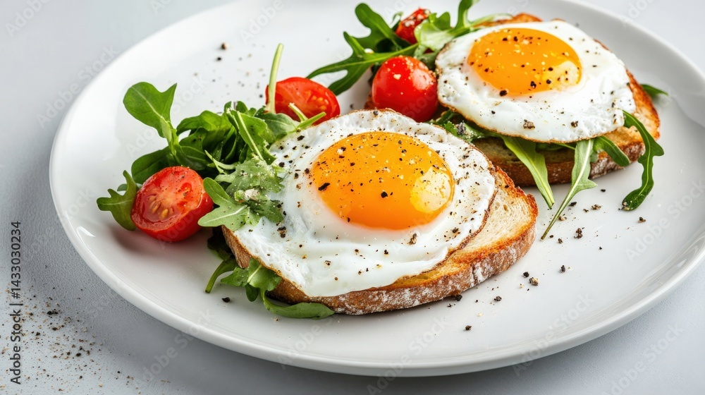 fried eggs on toast, brunch dish fried eggs on toast, brunch dish