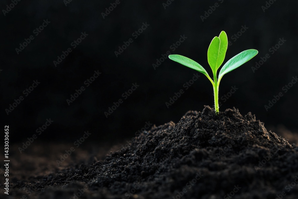 Naklejka premium Green sprout growing in soil