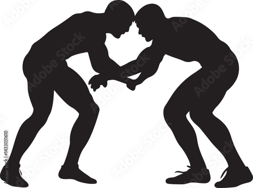 Wrestling Silhouette Vector Illustration on Transparent Background