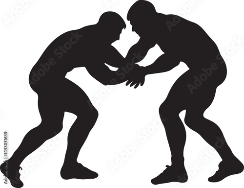 Wrestling Silhouette Vector Illustration on Transparent Background