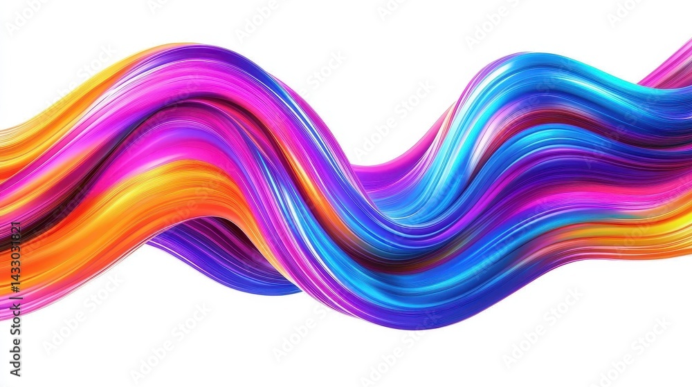 Fototapeta premium Vibrant, fluid ribbons of swirling, multicolored paint.