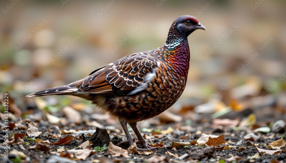 Obraz premium Detailed close-up of a bird standing on the ground captured in its natural habitat