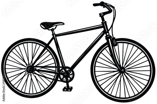 Simple Black & White Bicycle Silhouette Retro Style, Illustration, Clean Design