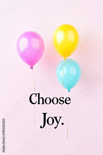 Obraz na płótnie Bright Colorful “Choose Joy” Inspirational Quote Sign with Heart Confetti on Pink Background w salonie